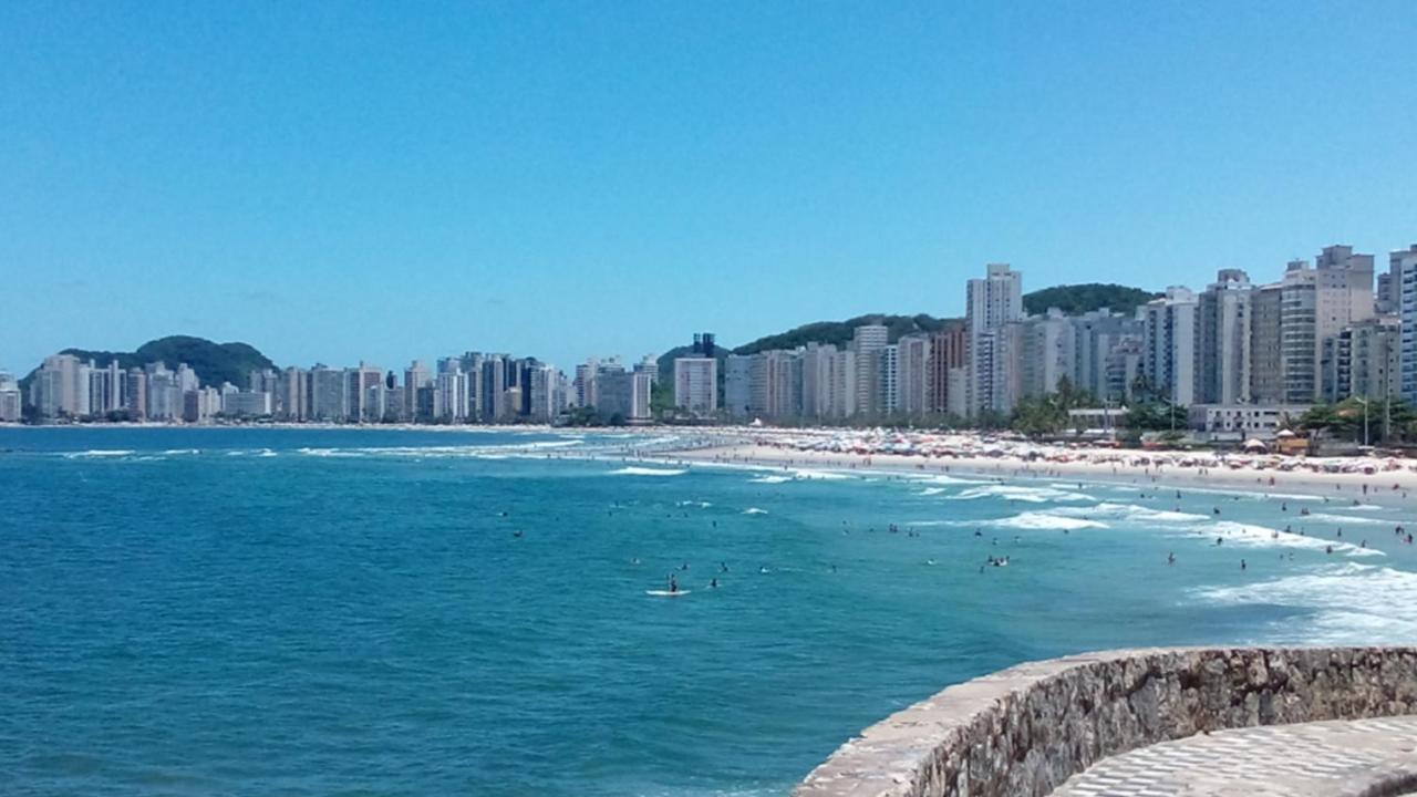 Apartamento Frente Para O Mar ,50 M Da Praia , Ar Condicionado Todos Quartos Guarujá Exteriér fotografie